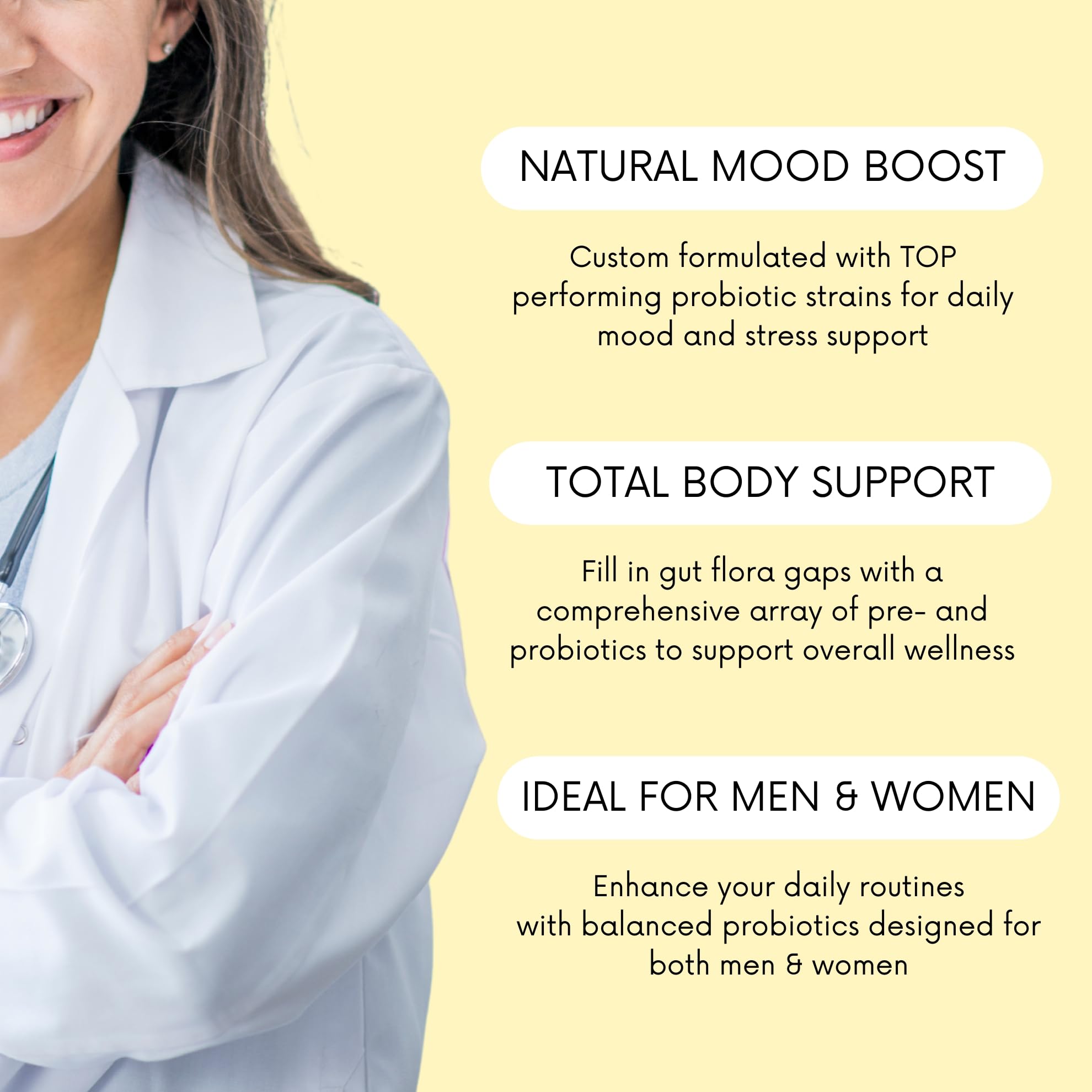 Lifted Naturals Probiotics capsules in hand for easy daily routine.