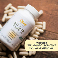 Lifted Naturals Probiotics label with GOS emphasizes prebiotic support.
