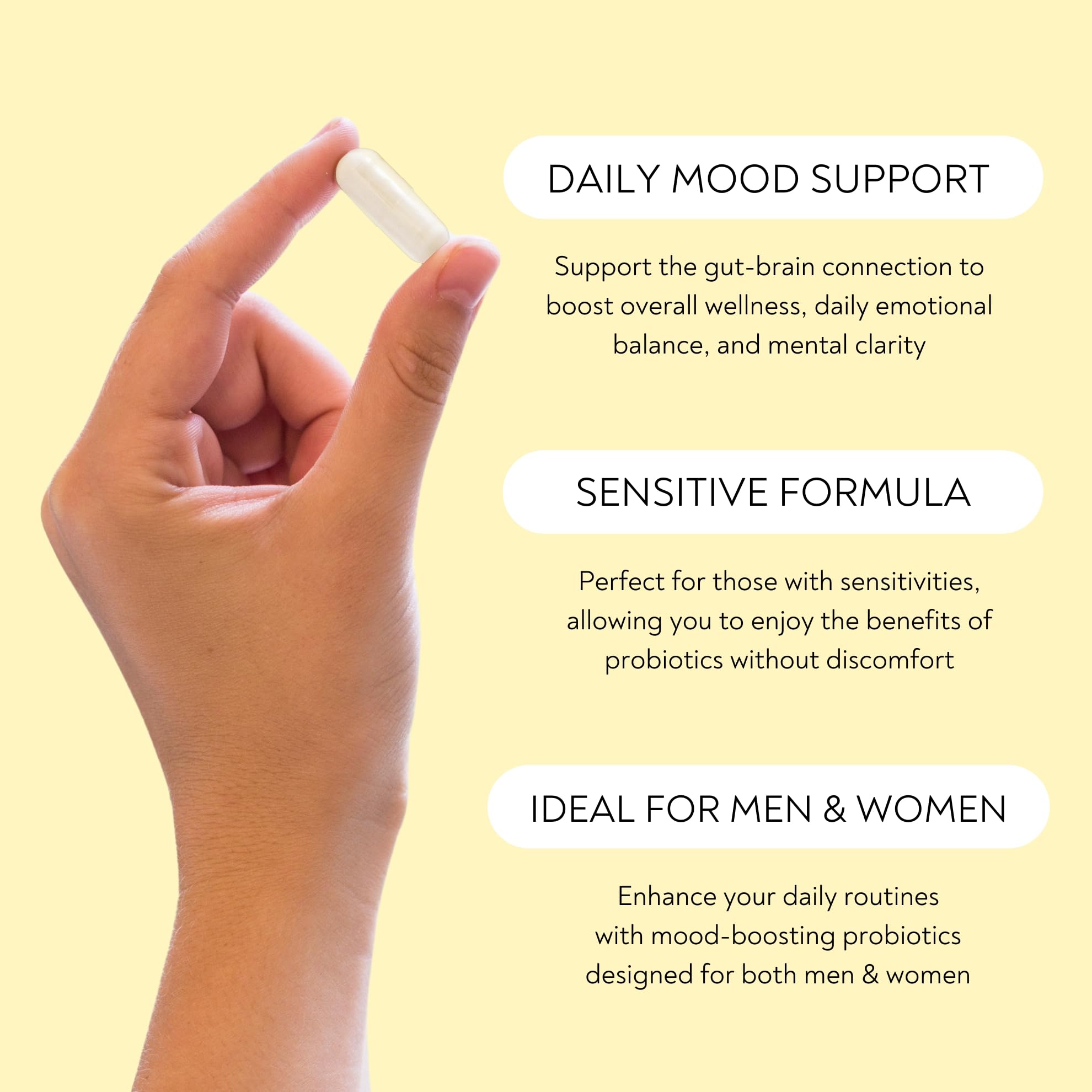 Histamine-free icon on packaging signals tolerable probiotic options