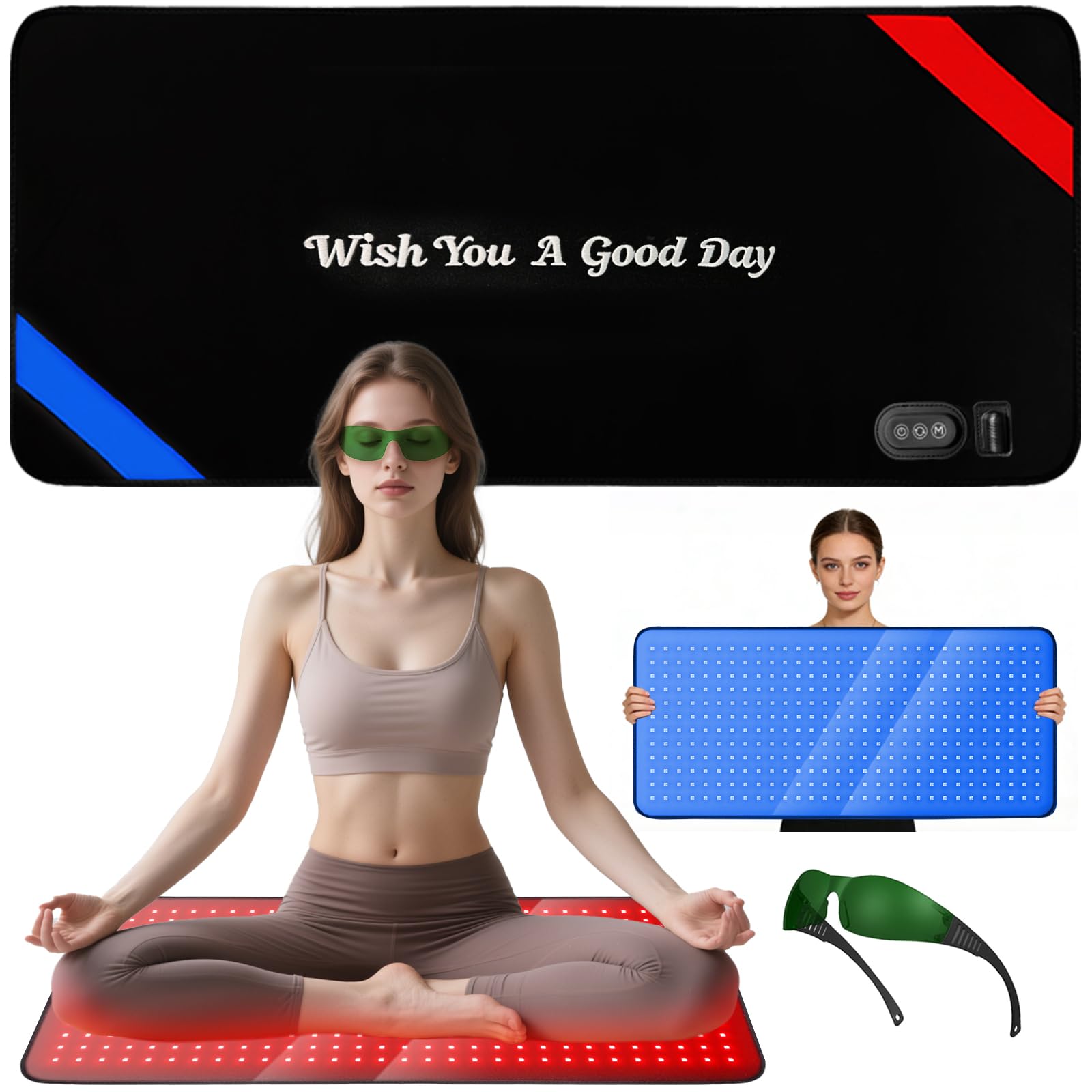 LIGHTIUM red blue therapy pad back view for targeted relief at home.