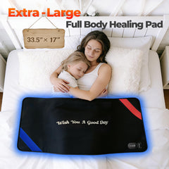 LIGHTIUM red blue therapy pad legs illustrates wide coverage and deep reach.