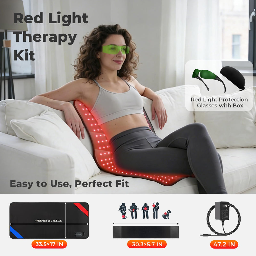LIGHTIUM red blue therapy pad velcro straps emphasize adjustable comfort during sessions.