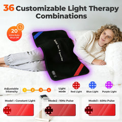 LIGHTIUM red blue therapy pad wrap design highlights flexible body fit.