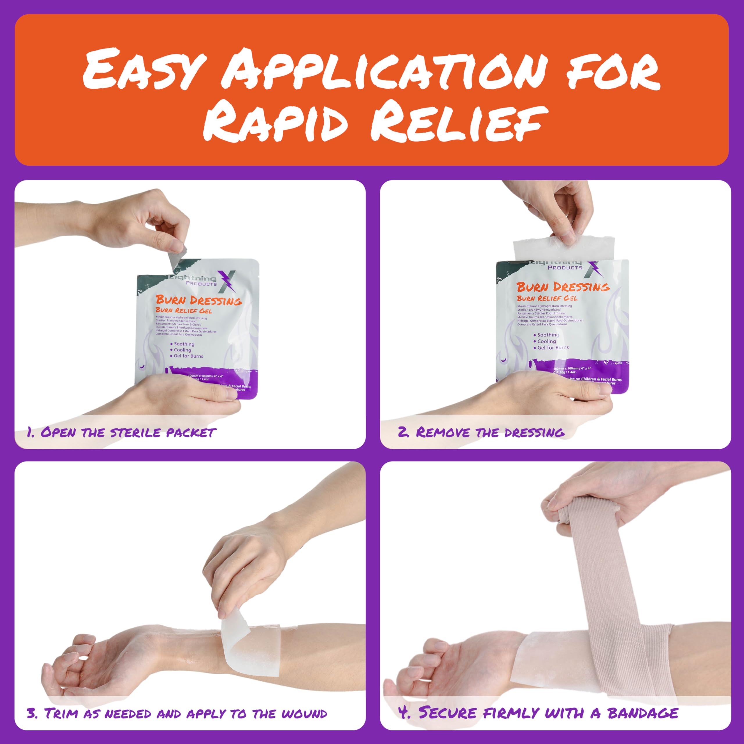 Lightning X burn dressing is child-safe and facial-friendly