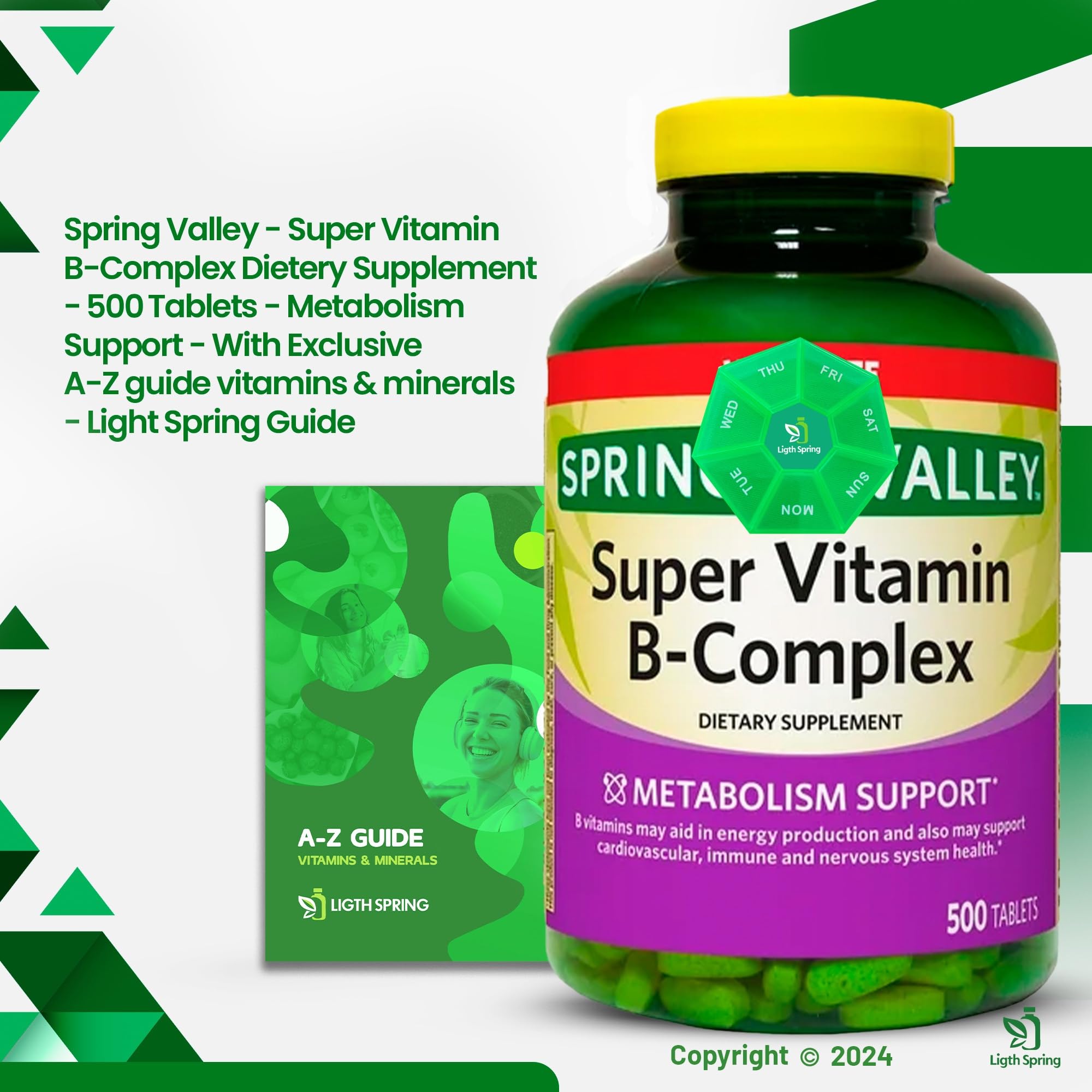 LightSpring B-Complex capsules arranged neatly for easy daily intake