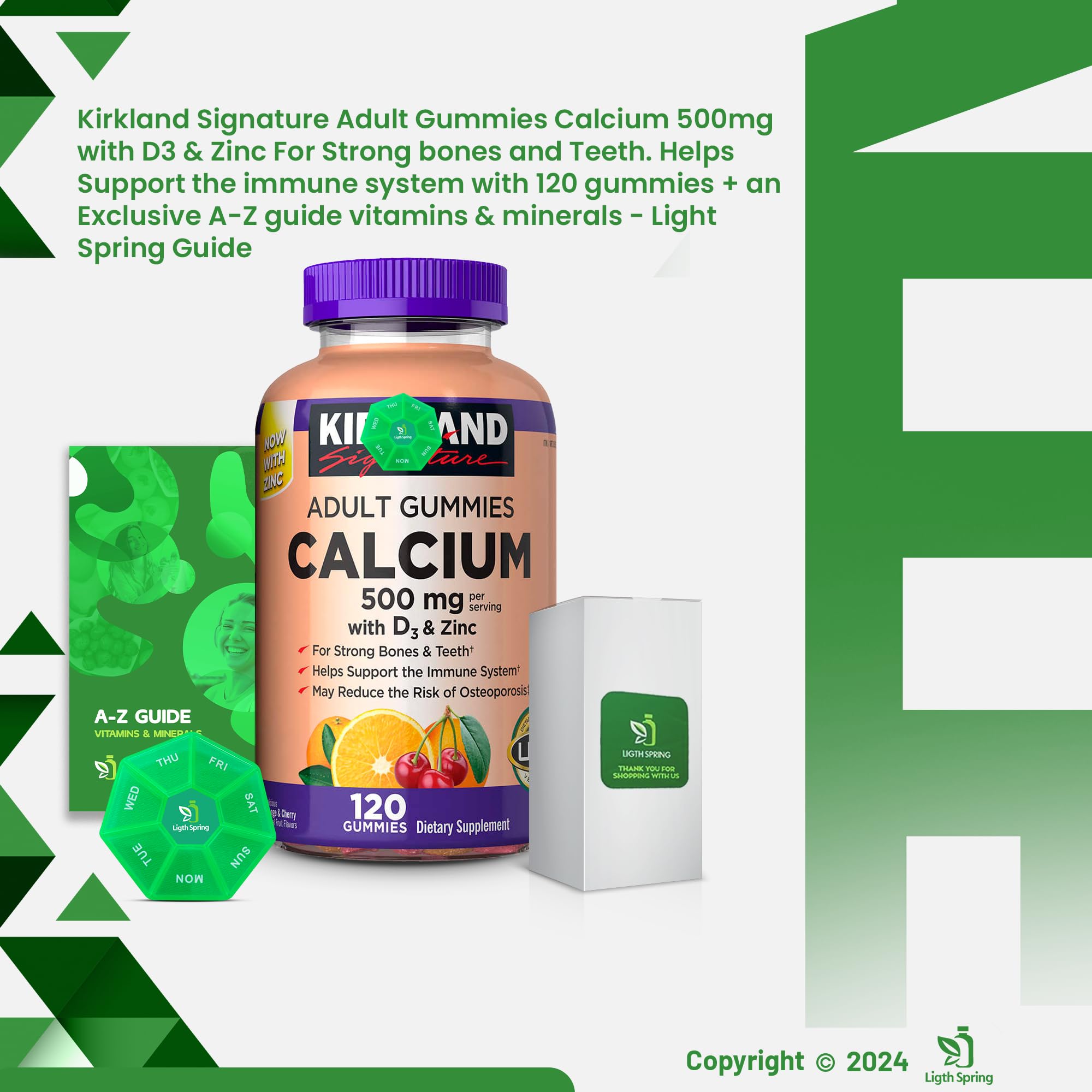LightSpring Calcium Gummies being poured for easy on-the-go dosing.