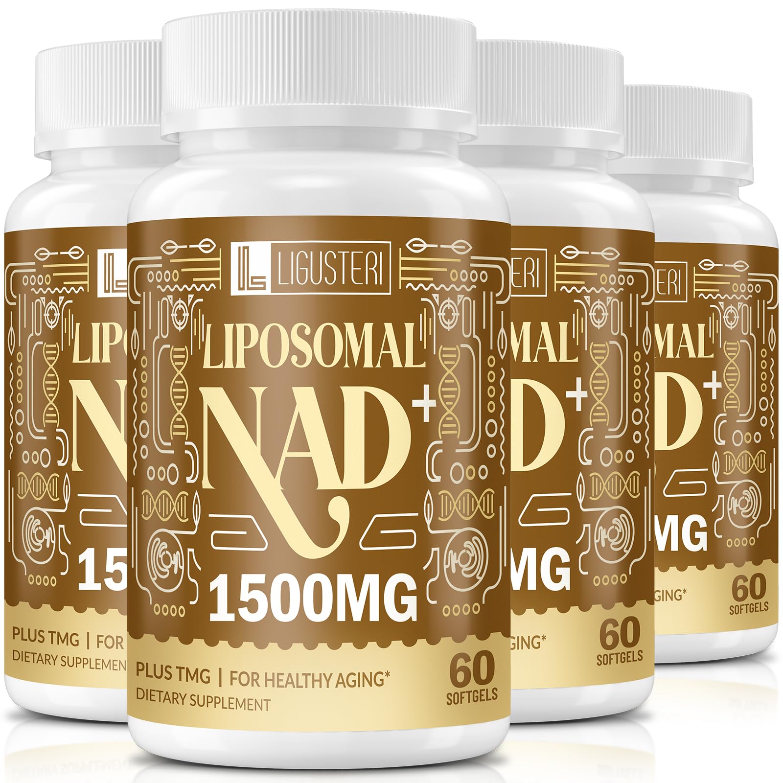 Ligusteri liposomal NAD+ 1500mg bottle for convenient daily energy support.