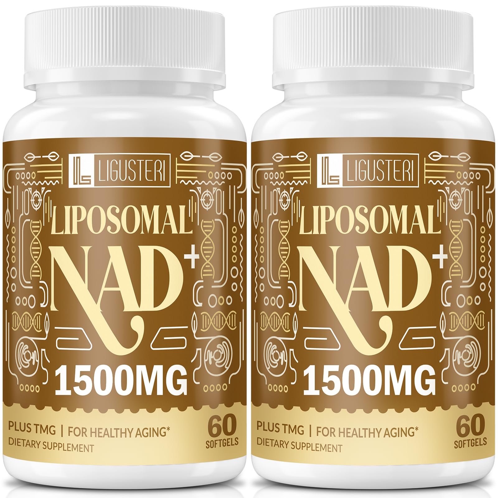 LIGUSTERI liposomal NAD+ bottle on countertop for daily energy support