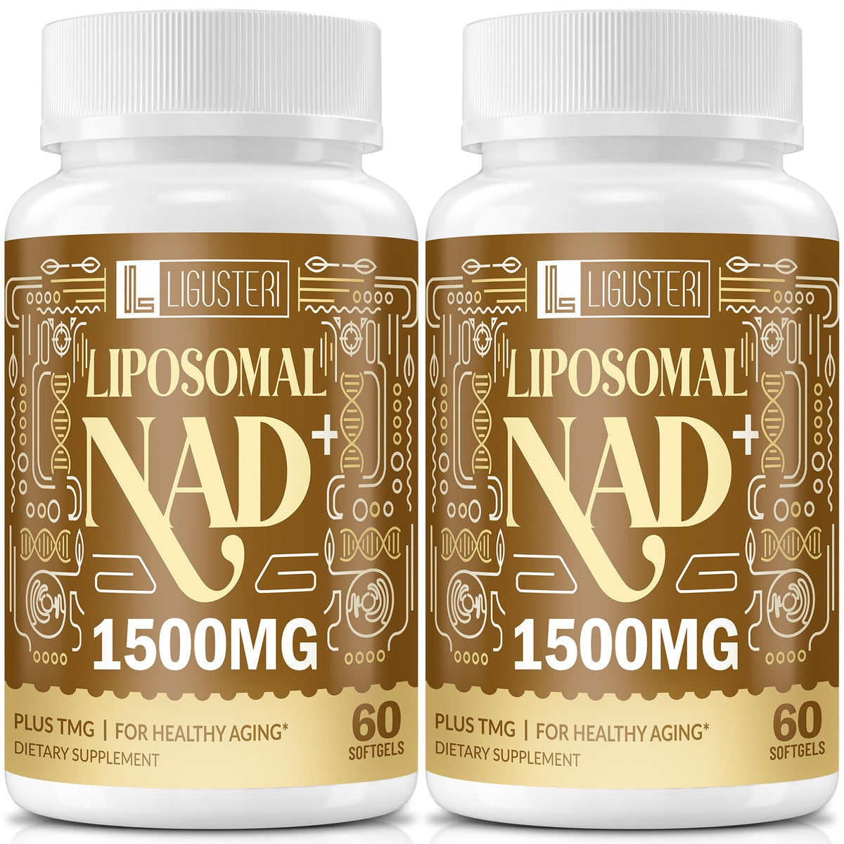 LIGUSTERI liposomal NAD+ bottle on countertop for daily energy support