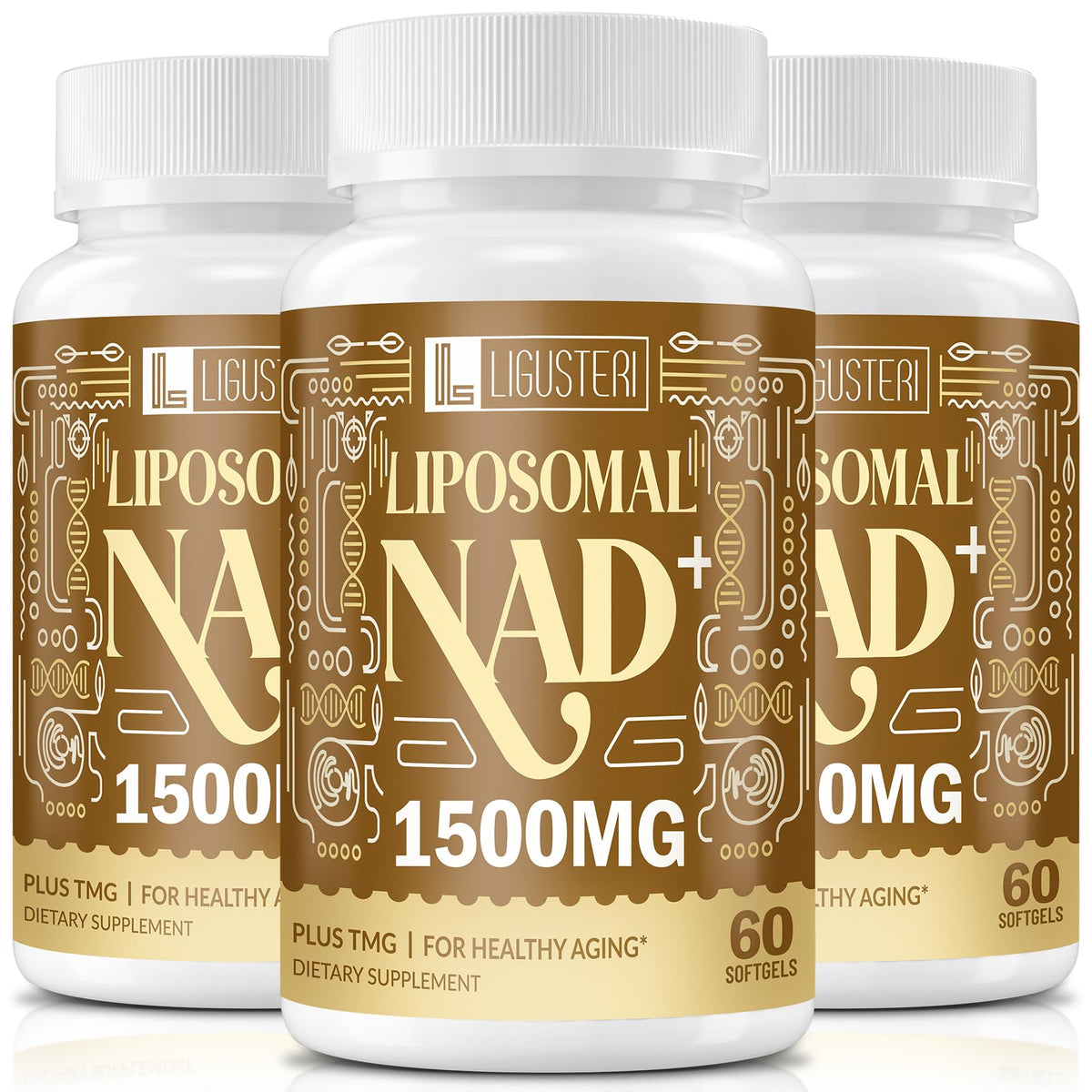 LIGUSTERI liposomal NAD+ with TMG bottle ready for daily energy support.