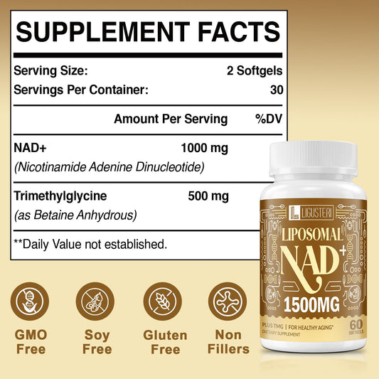 Ligusteri NAD+ with TMG delivery system promotes efficient cellular uptake.