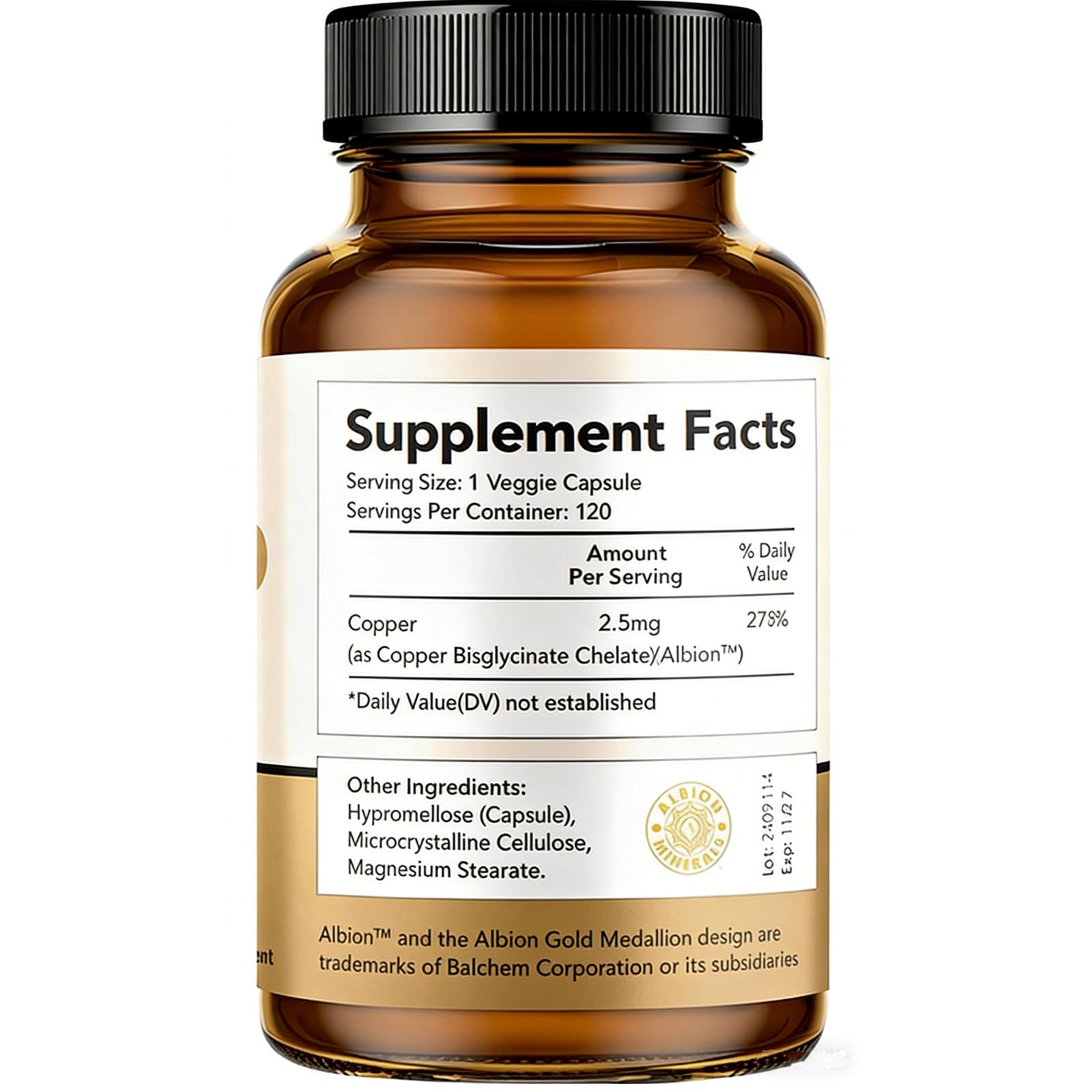 Closeup of LIIFE Albion Chelated Copper capsules ready for daily energy support
