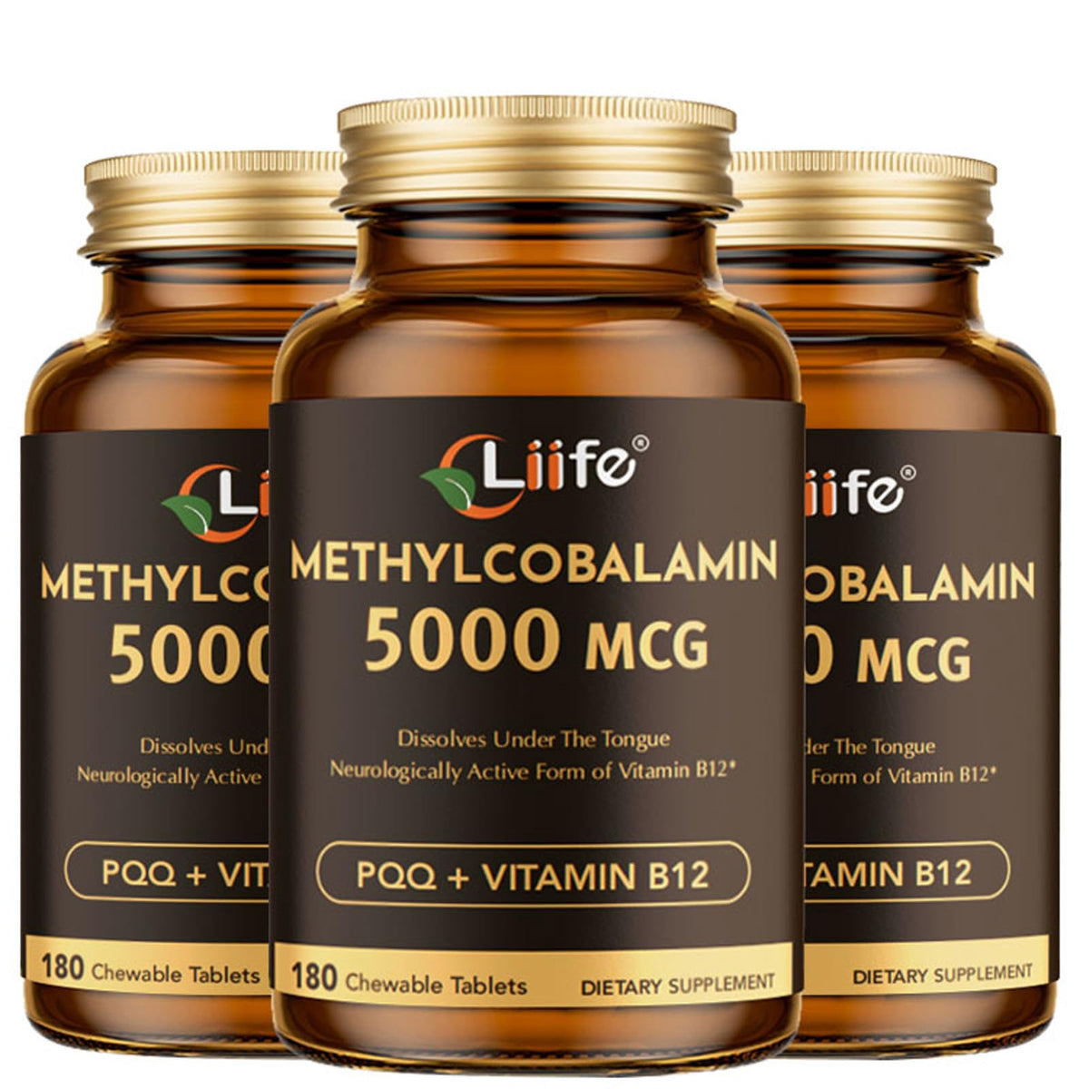 LIIFE B12 PQQ bottle front shows energy-supporting packaging.