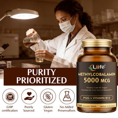LIIFE B12 PQQ ingredients label communicates active B12 and folate.