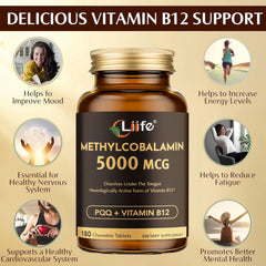 LIIFE B12 PQQ textured chewables hint at palatable daily use.