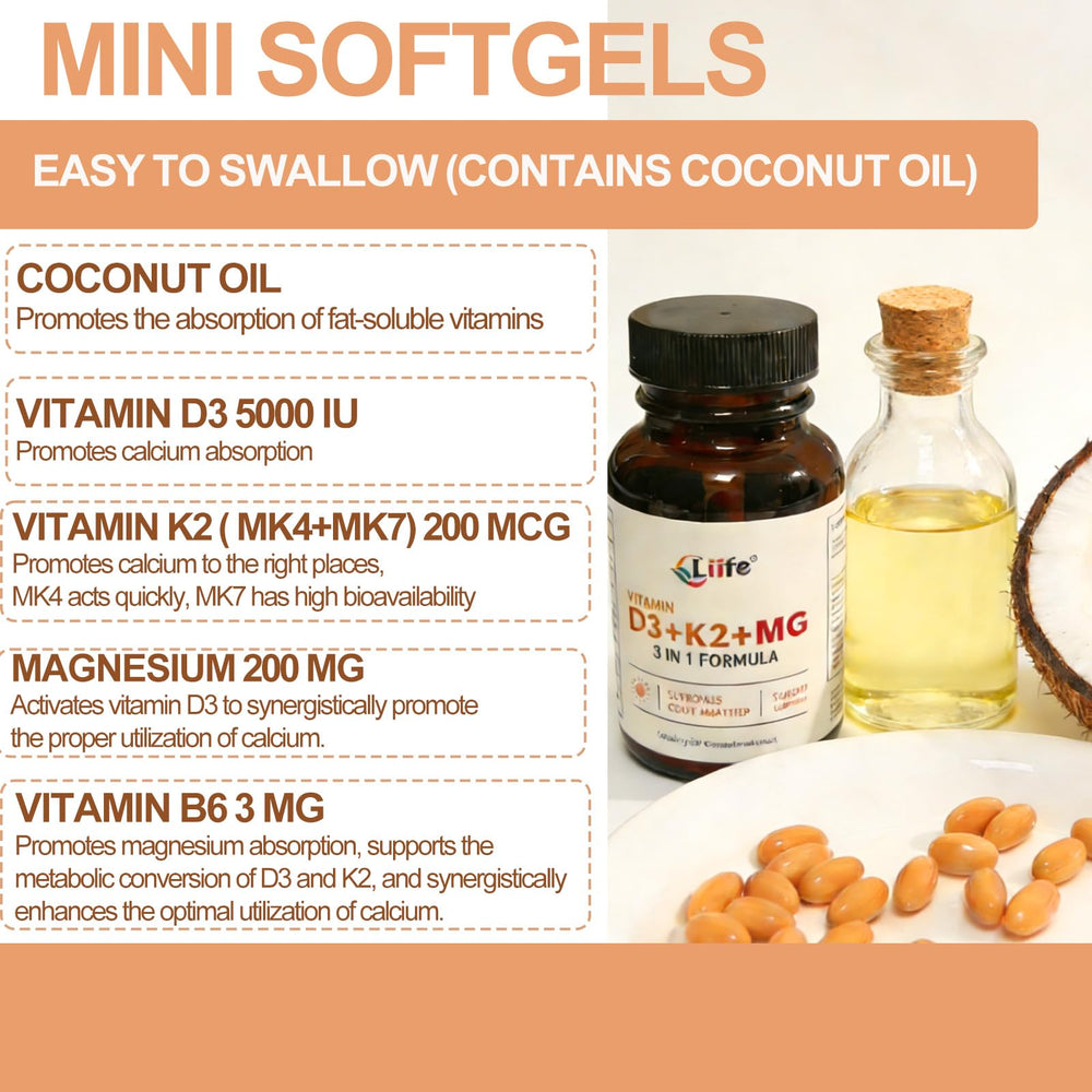 LIIFE vitamin d3 k2 ingredients blend label emphasizes purity and synergy