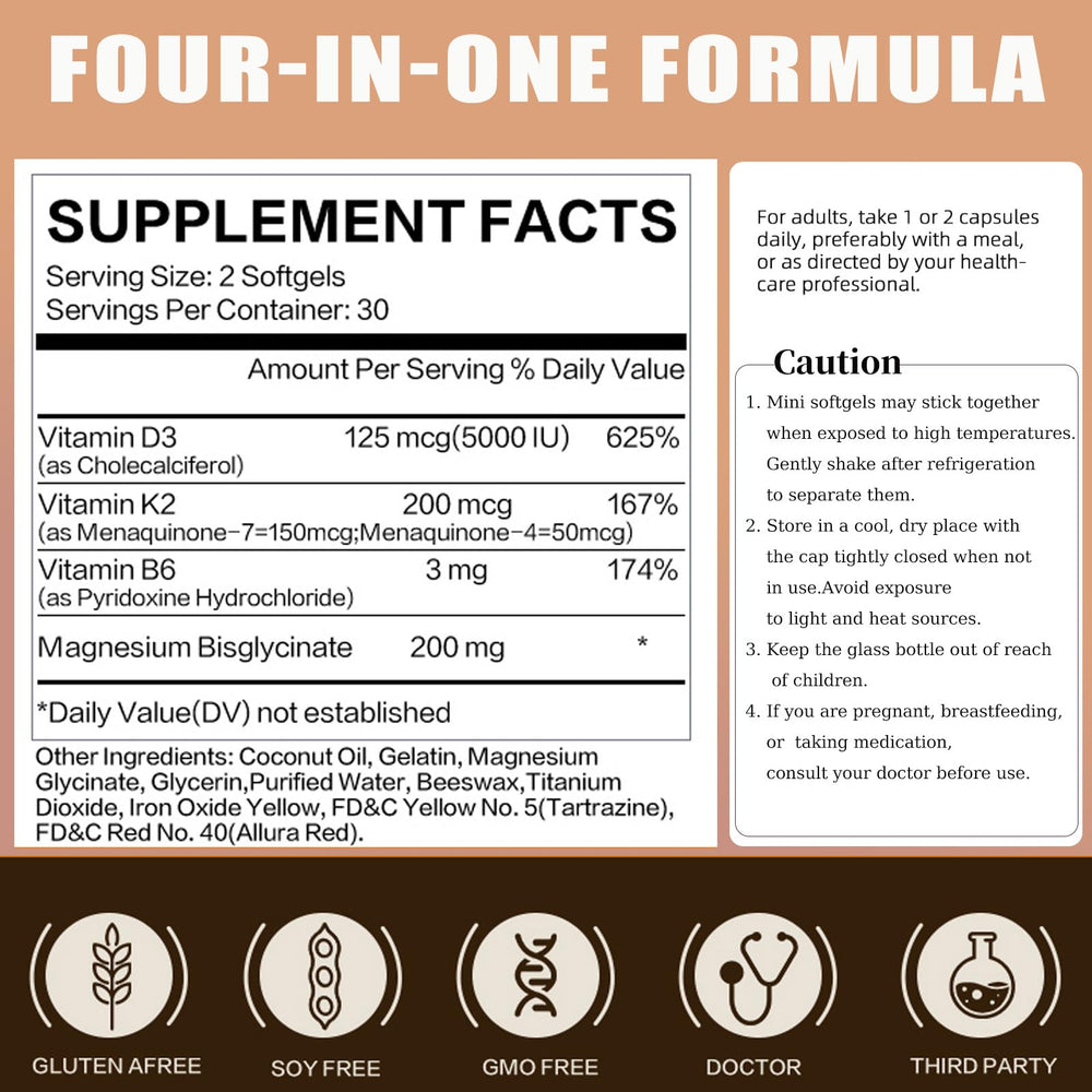 LIIFE Vitamin D3 K2 magnesium capsules close-up highlighting quality