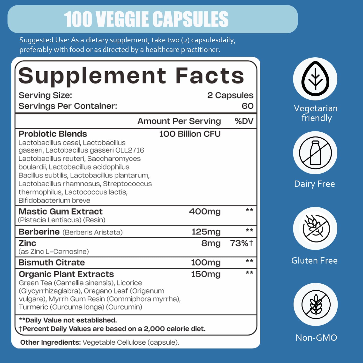 LIISKYY HPylori capsules close-up emphasizing delayed-release vegan capsules for convenient daily use.