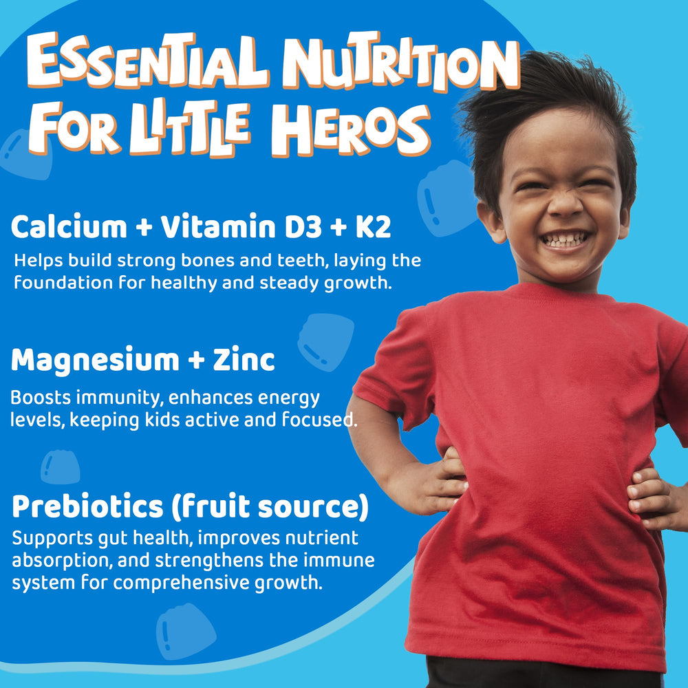 Banana-derived prebiotics shown near gummies for gut wellness.