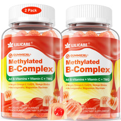 LILICARE B Complex bottle open, ready for a daytime energy boost.