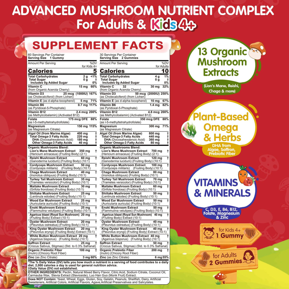 LILICARE brain-focus gummies close-up suggests daily concentration for kids and adults.