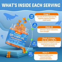 LILICARE Cod Liver Oil Gummies kids daily-dose for growth support