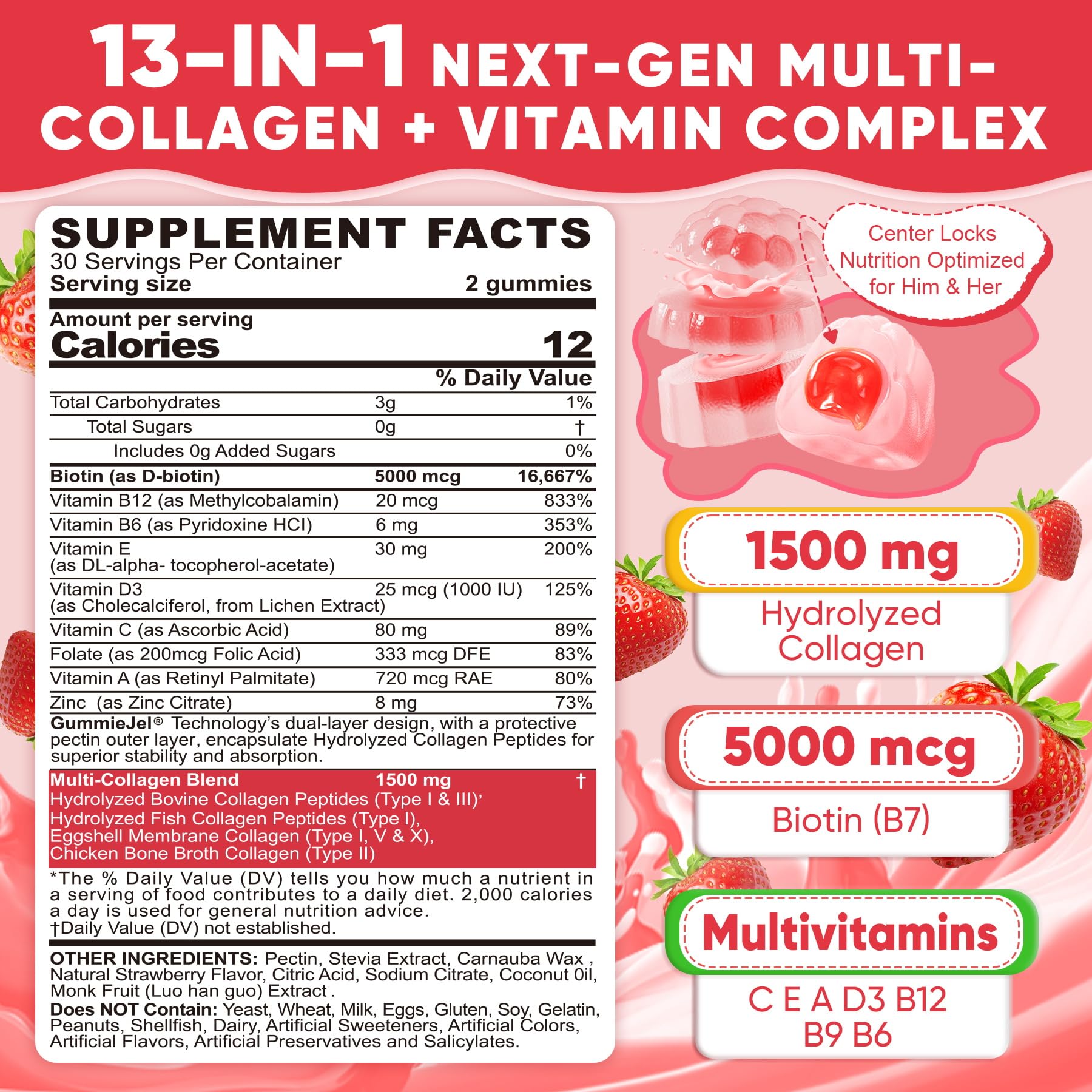 LILICARE Collagen Gummies bottle top view, showing easy dosing for daily use.