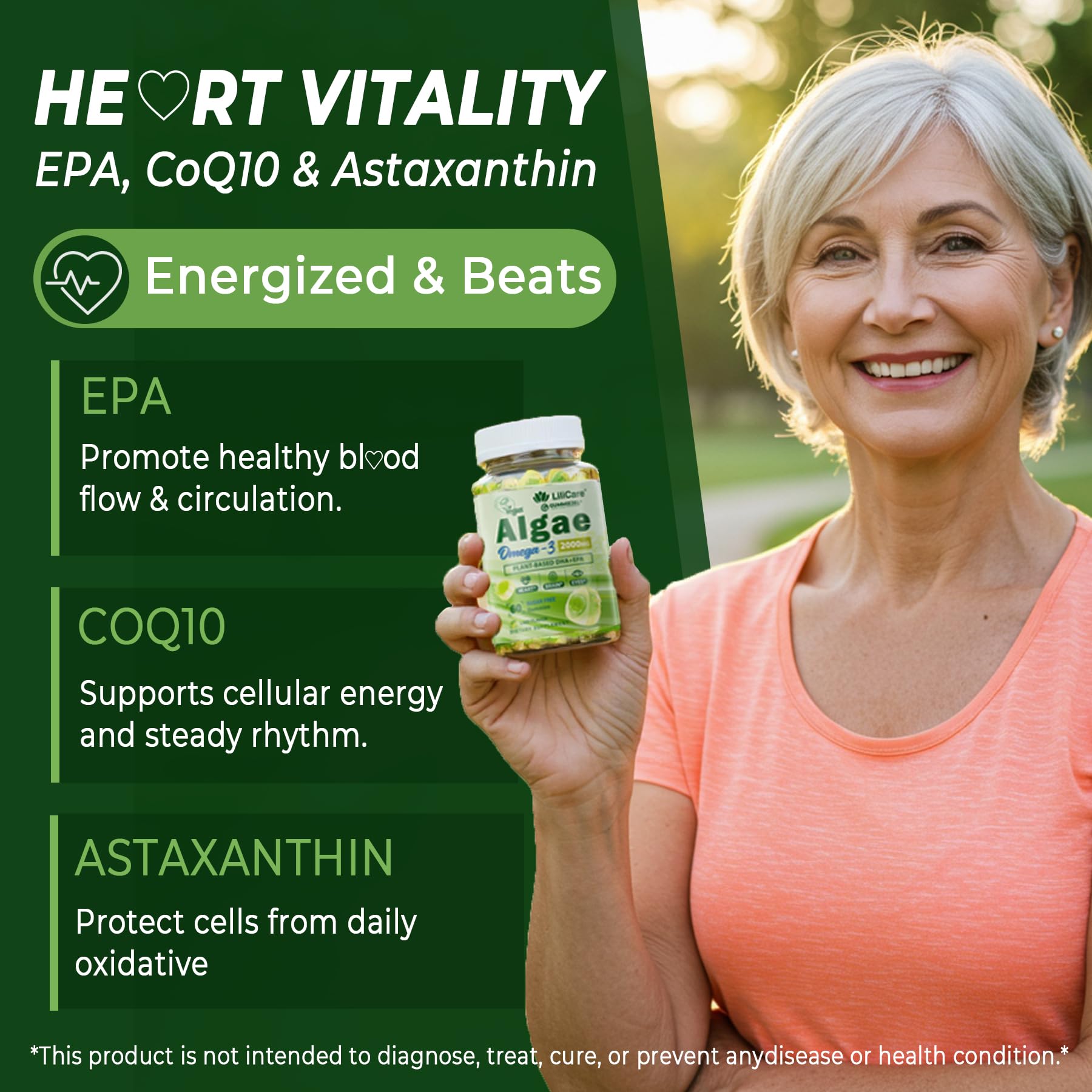 LILICARE coq10 astaxanthin blend providing antioxidant support.