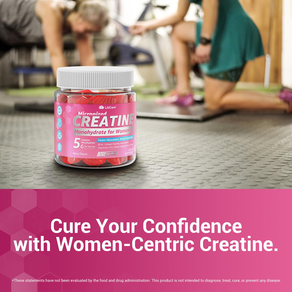 LILICARE Creatine Women Gummies texture close-up suggests premium quality and absorption feel.