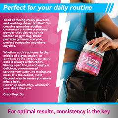 LILICARE Creatine Women Gummies travel kit scene emphasizes portable fitness nutrition.