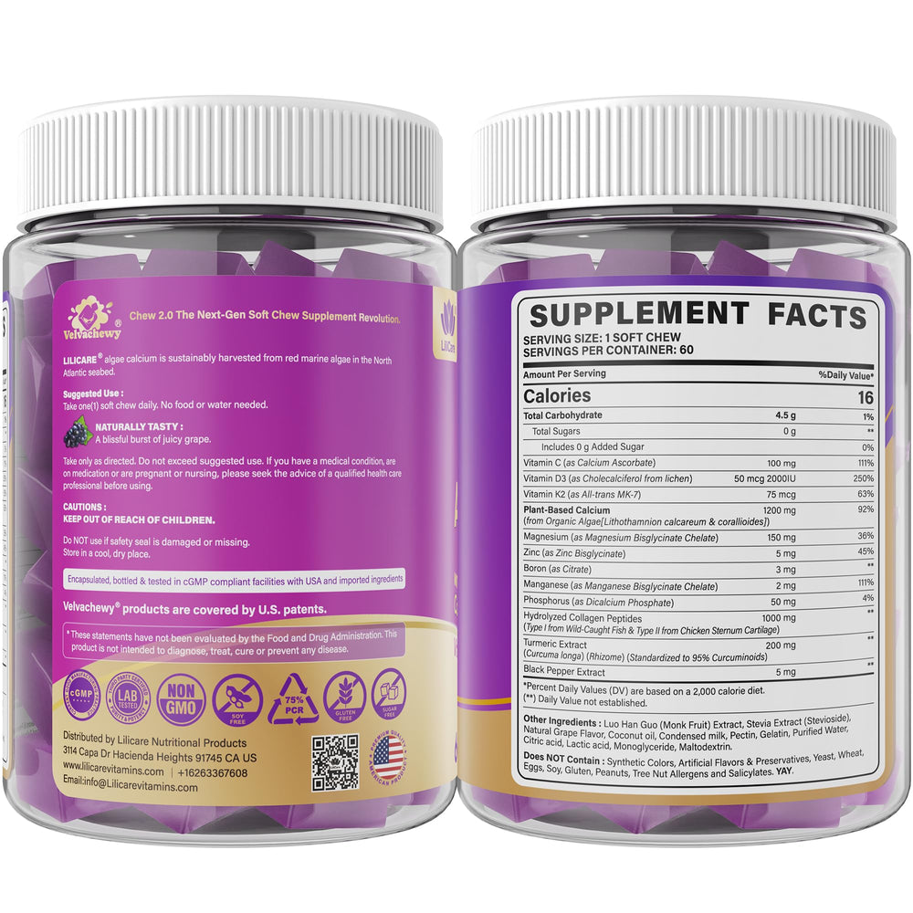 Bottle visualization with vitamin D3 and K2 alongside turmeric accents.
