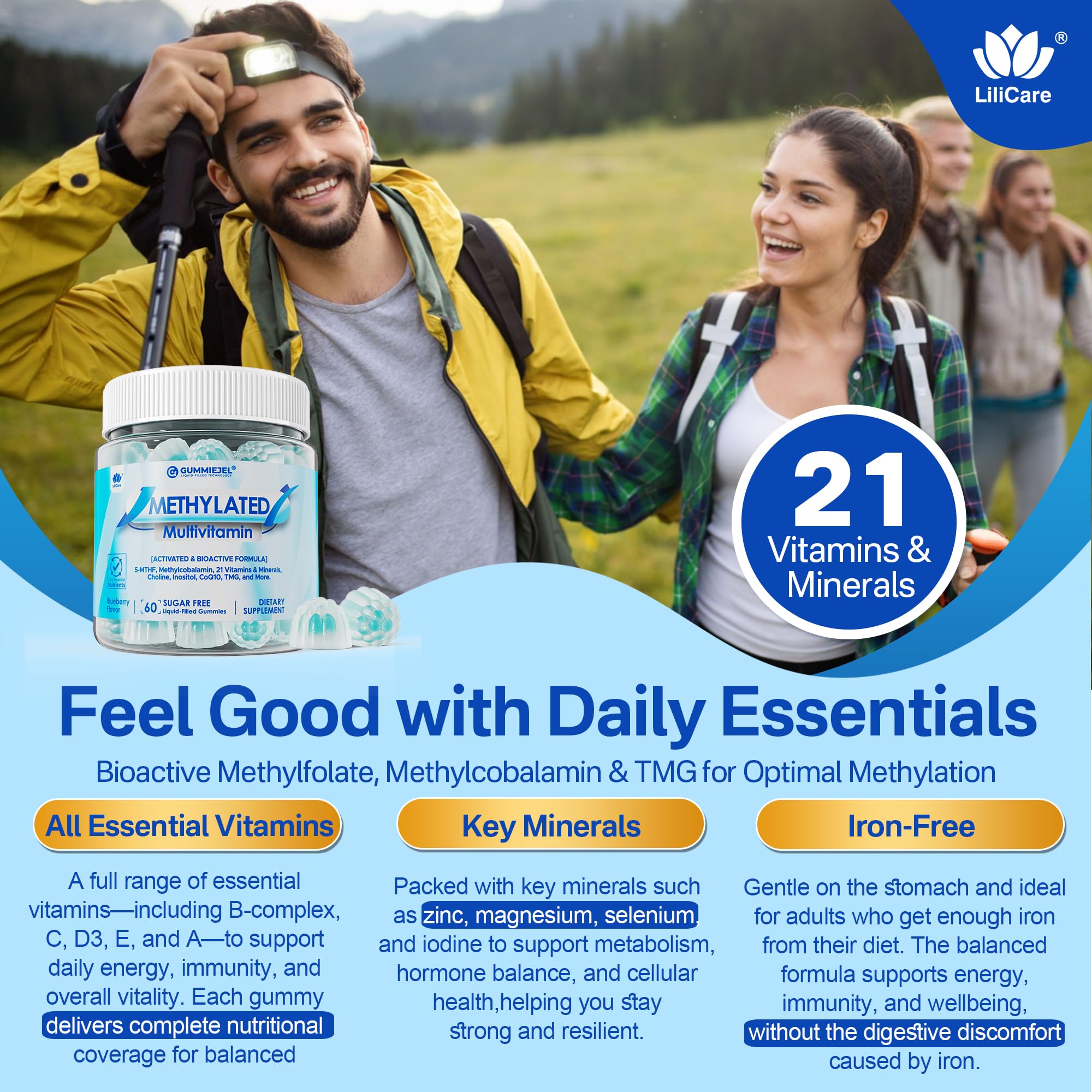 LILICARE greens and mushrooms blend bottle emphasizes holistic daily resilience.