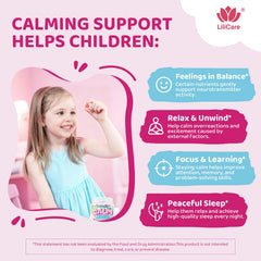 LILICARE Kids Calm label ingredients emphasizes L-theanine, chamomile, saffron for gentle focus.