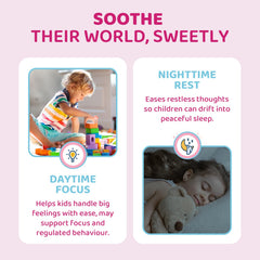 LILICARE Kids Calm vegan sugar-free gummies badge highlights tooth-friendly daily use.