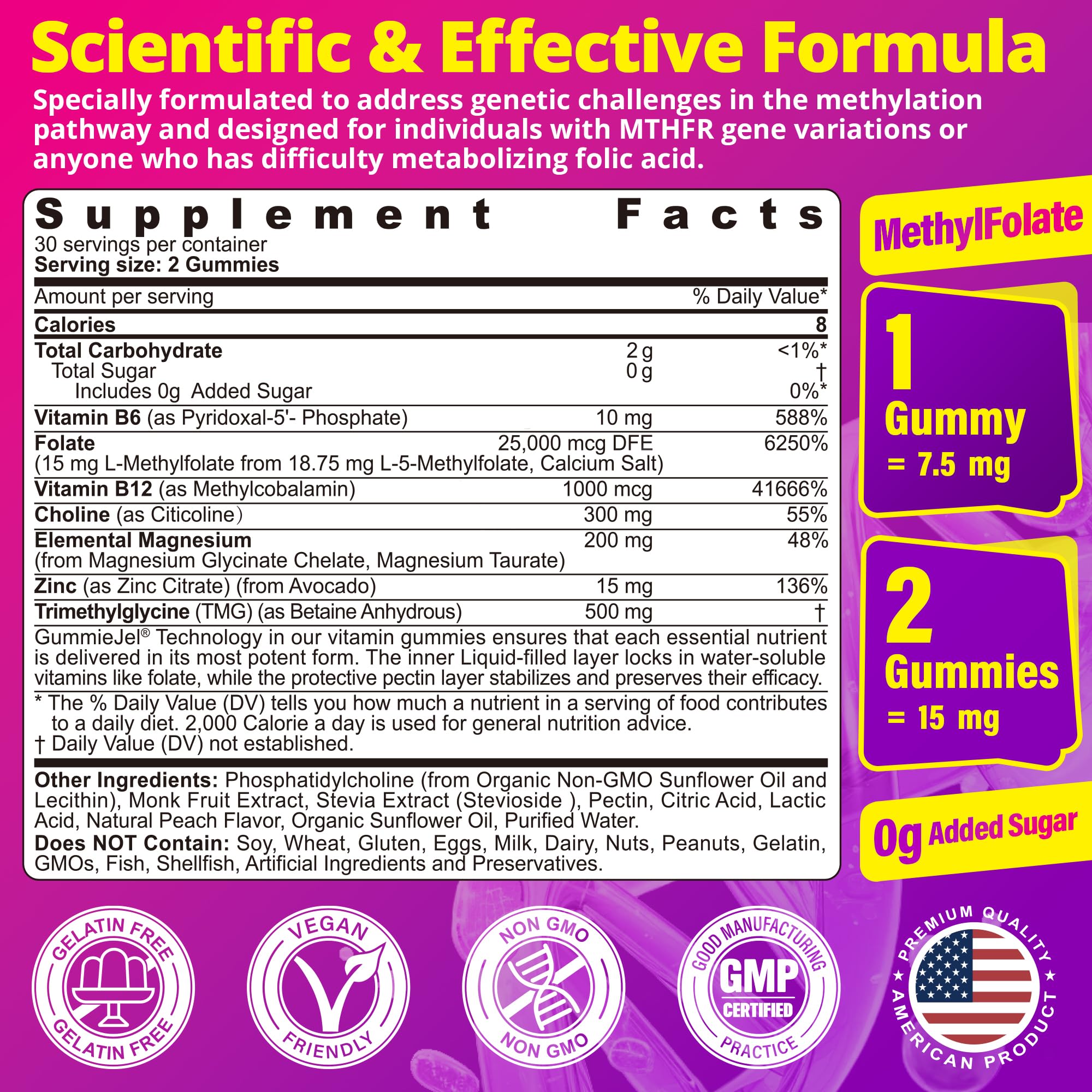 LILICARE L-MethylFolate Gummies packaging emphasizes convenient daily routine