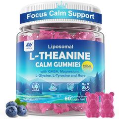 LILICARE L-Theanine Calm Gummies bottle promotes daily calm and focused balance.
