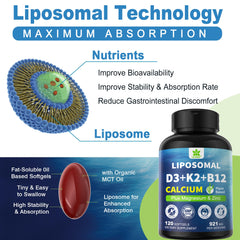 LILICARE liposomal softgel close-up emphasizes protective delivery for D3 and K2.
