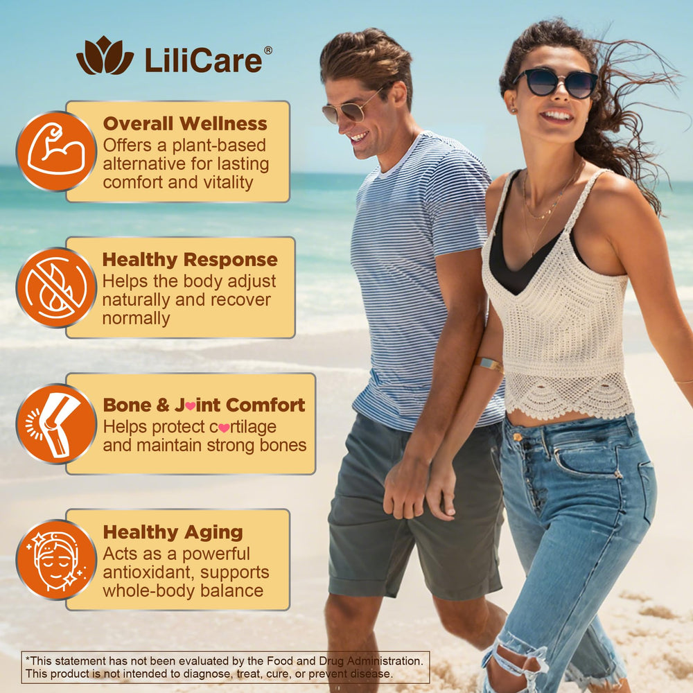 Packaging showing pepper and ginger components in LILICARE turmeric chews