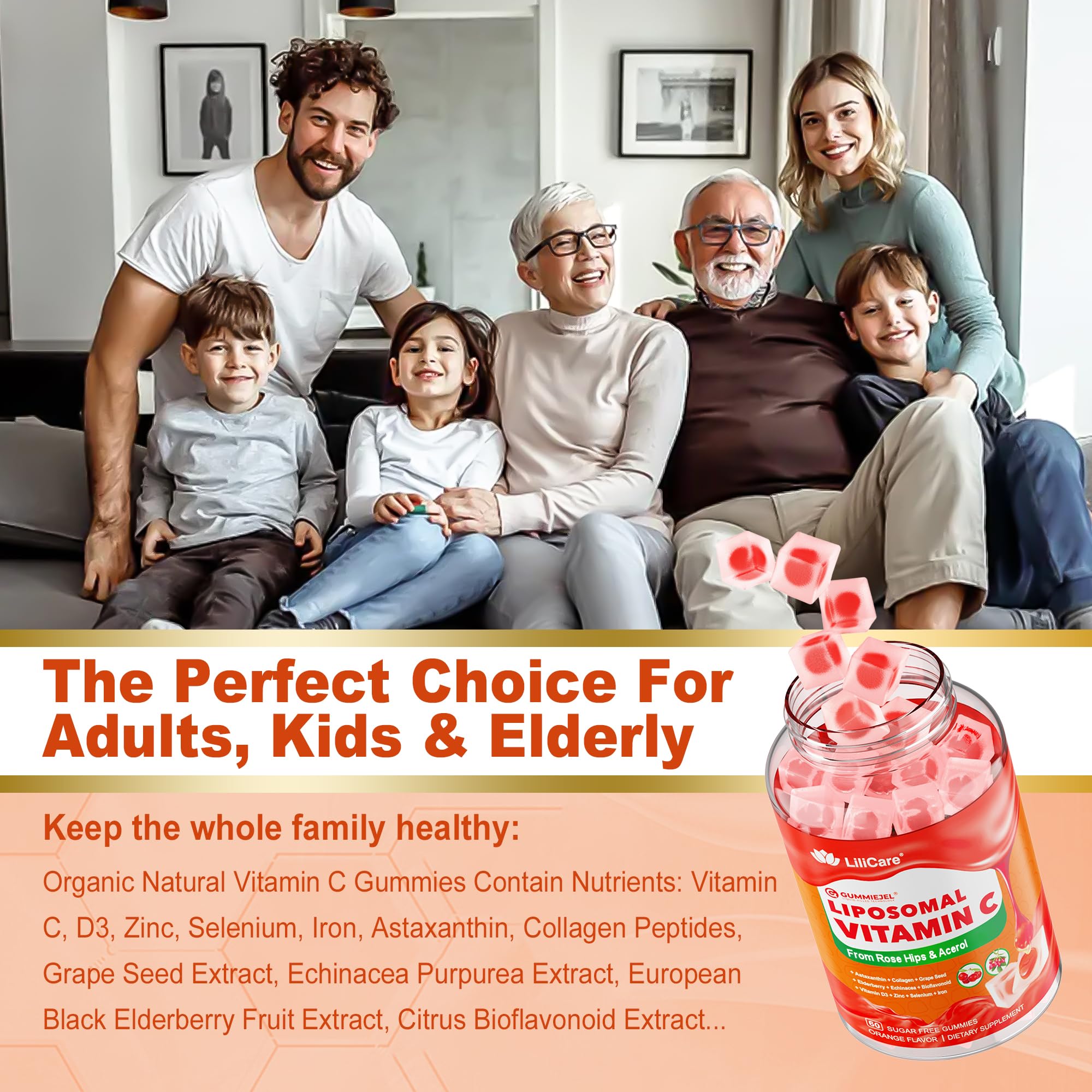 LILICARE liposomal vitamin C gummies two-pack display for family use