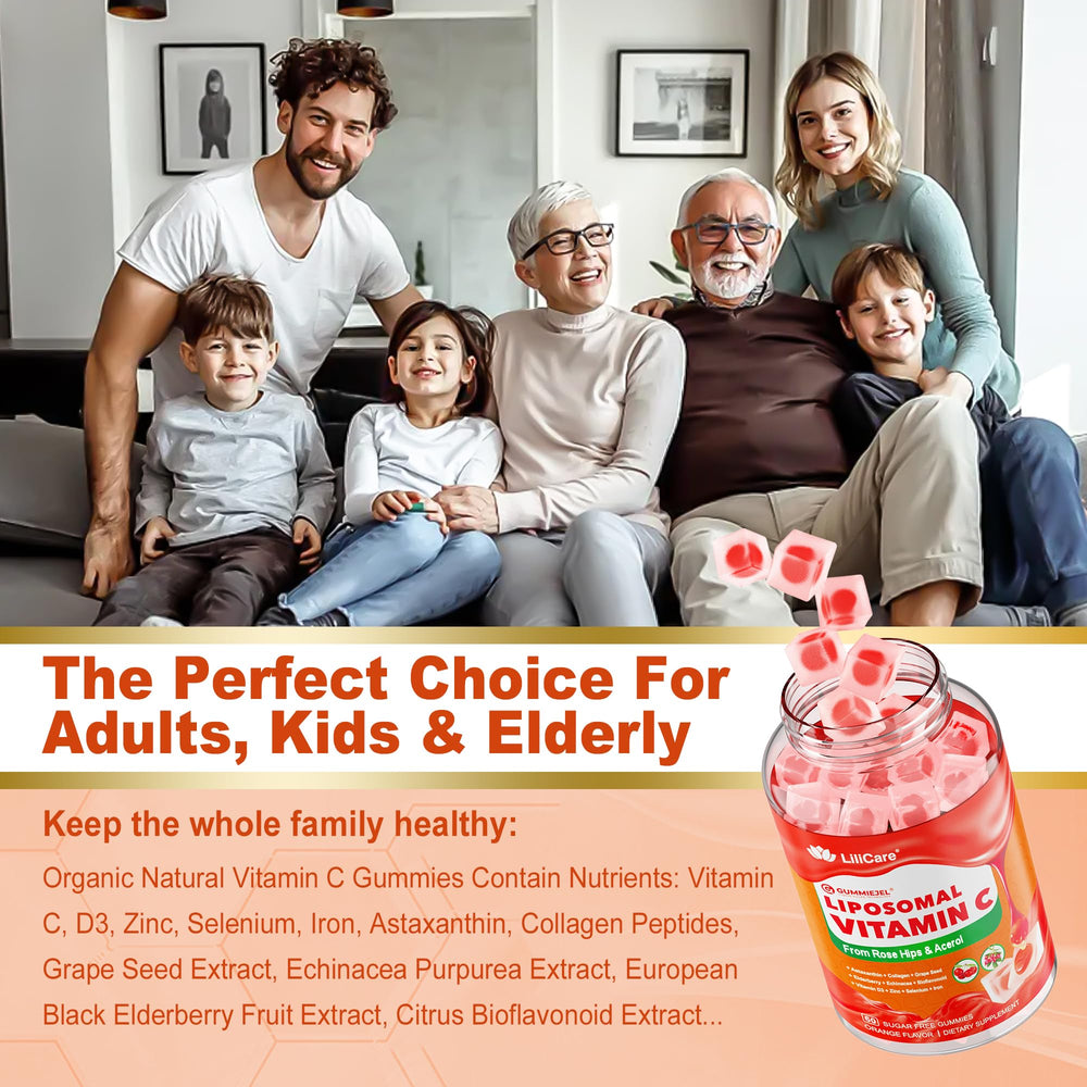 LILICARE liposomal vitamin C gummies two-pack display for family use