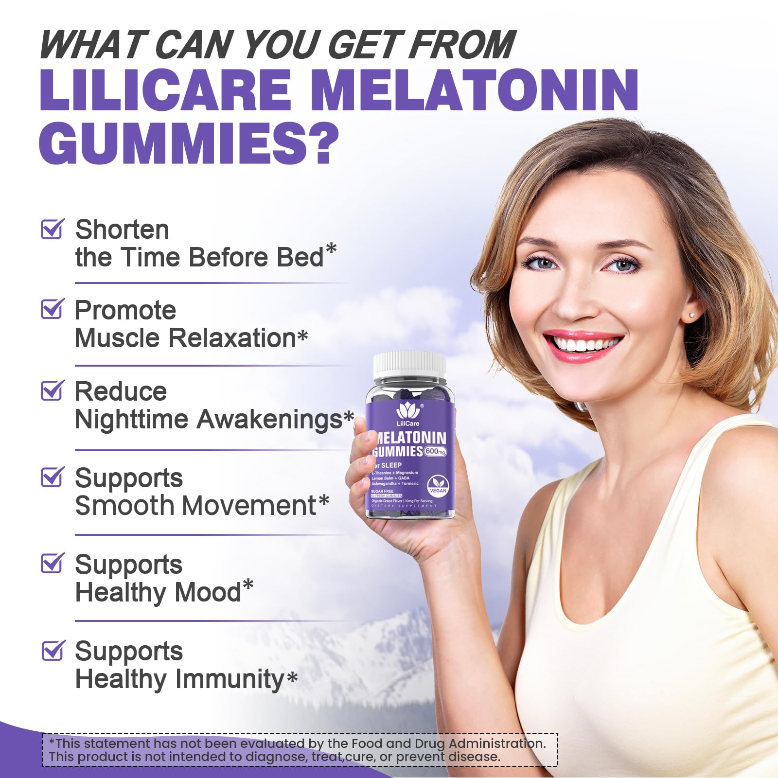 LILICARE Melatonin Gummies grape flavor appealing for evenings