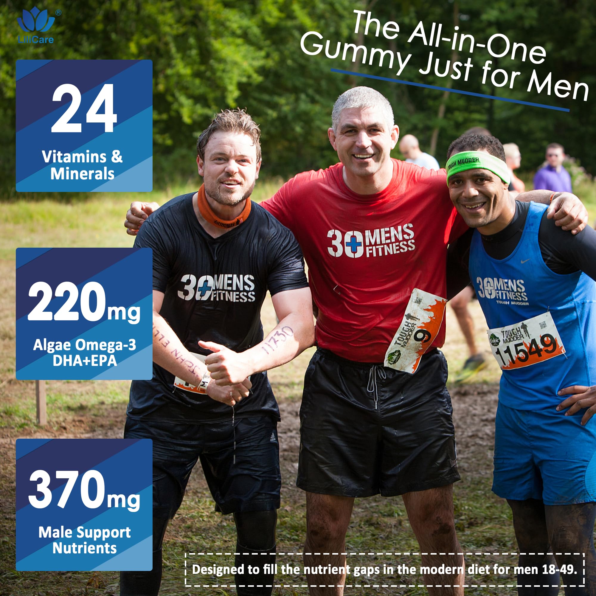 LILICARE nutrition ingredients panel notes 40+ active components for men