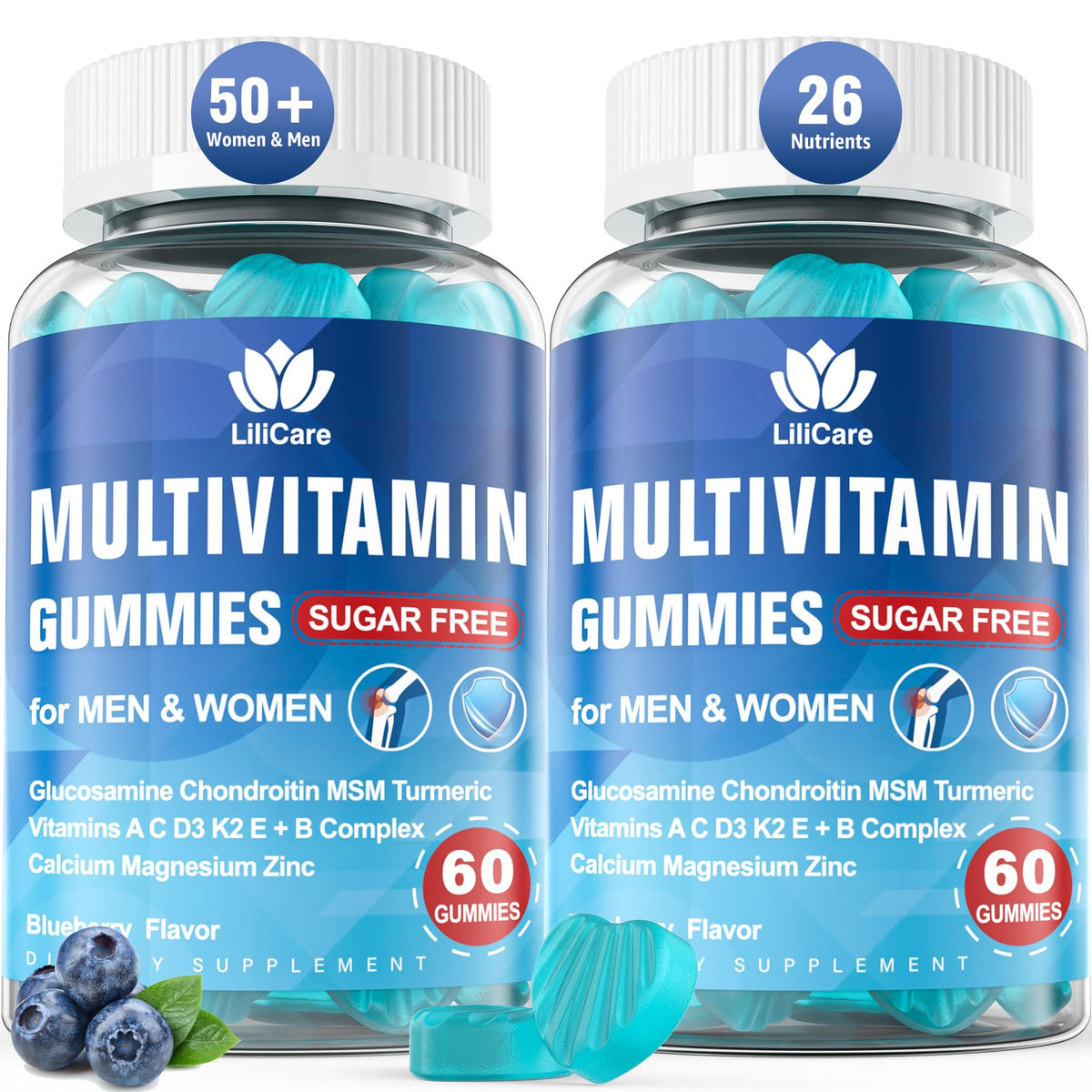 LILICARE methylated multivitamin blueberry bottle, daily wellness support