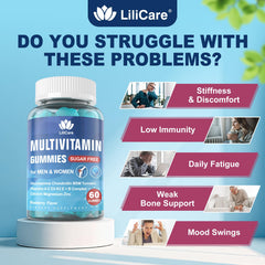 Gummies in blueberry flavor from LILICARE methylated multivitamin close-up