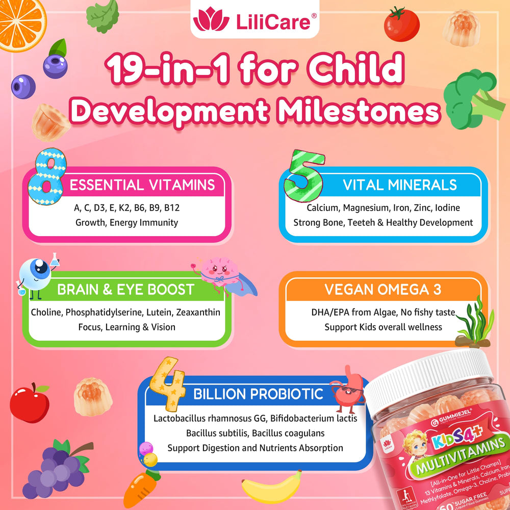 LILICARE Methylated Vitamins B6/Folate/B12 provide easy absorption for active children.