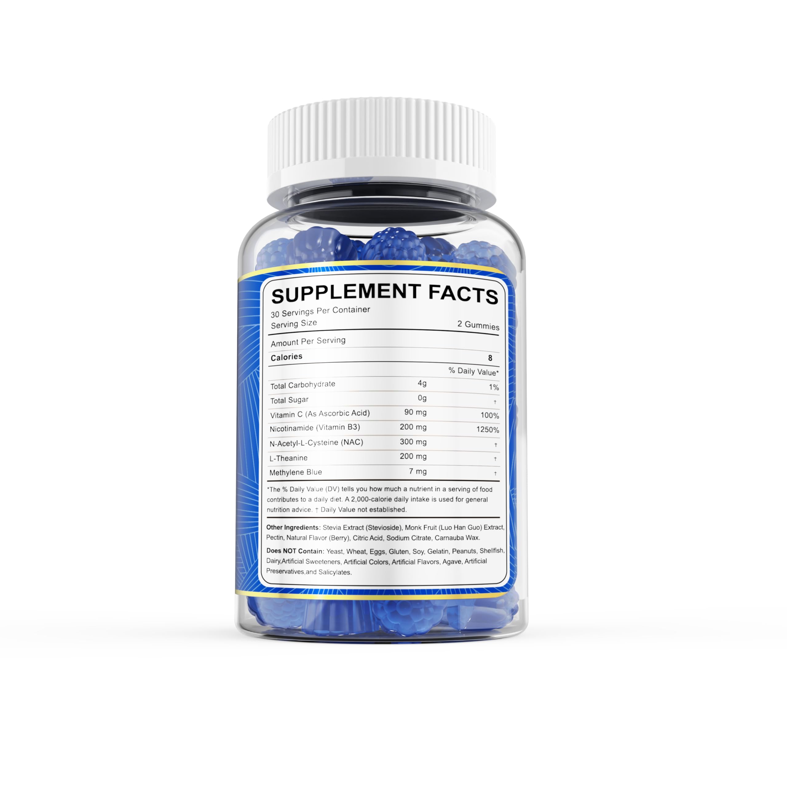 LILICARE Methylene Blue Gummies vibrant gummy close-up highlighting sugar-free format