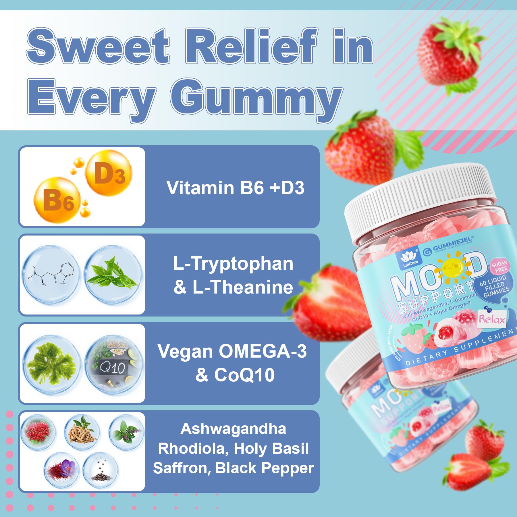 LILICARE vegan omega-3 and L-theanine gummies for balance
