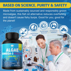 LILICARE vegan omega-3 sustainability badge highlights eco-friendly algae production.