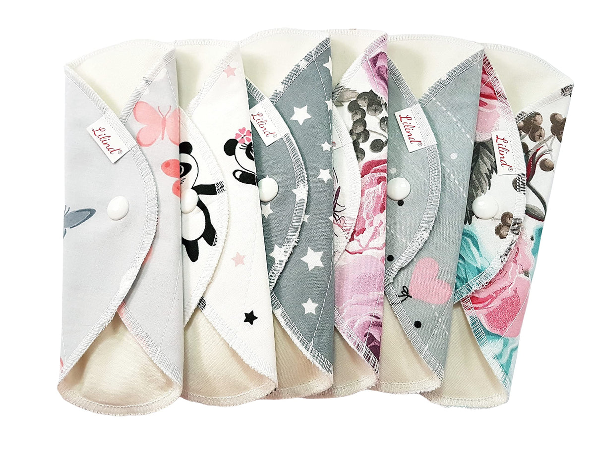 Lilind 6-pack pantyliners in package for daily reusable comfort