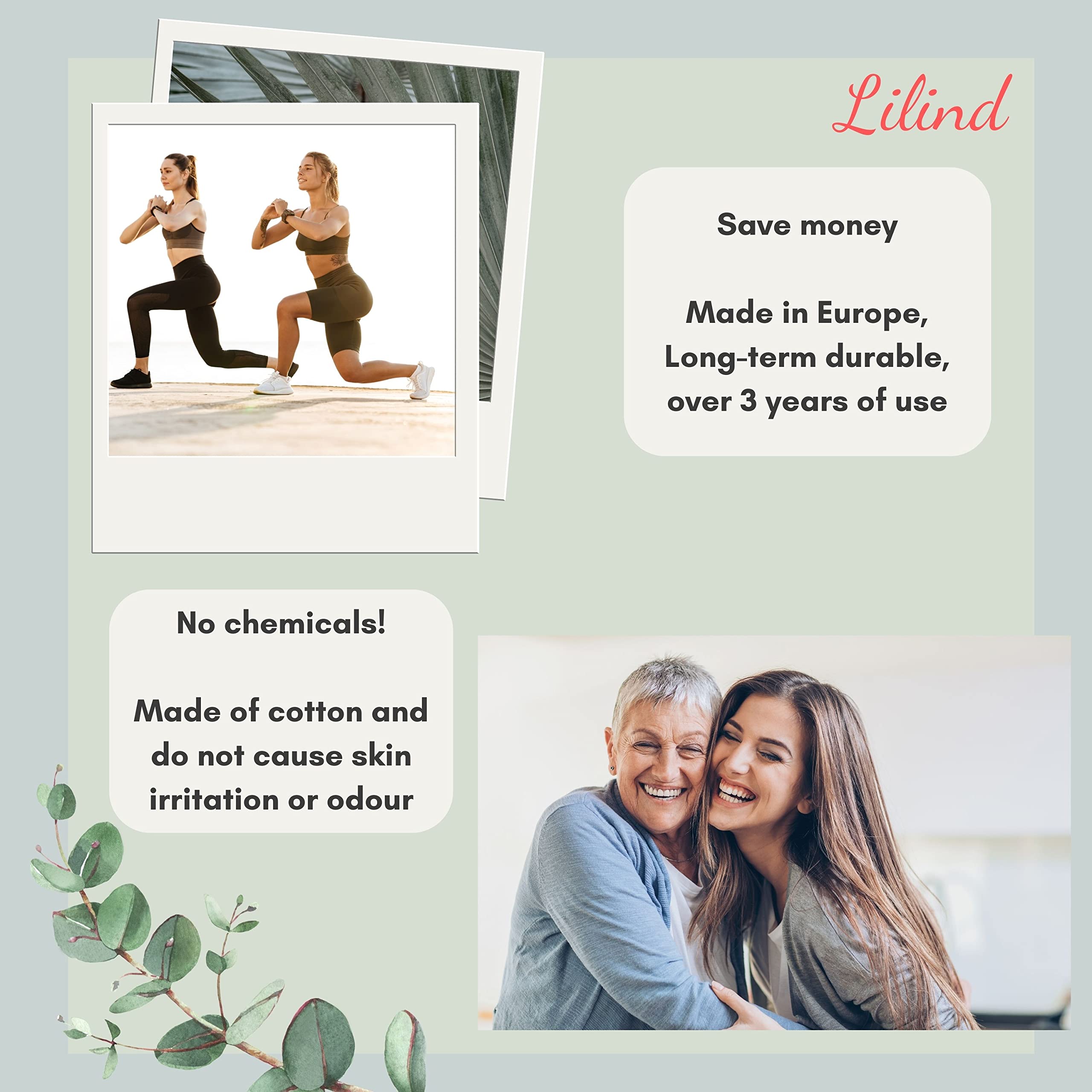 Lilind 7-inch length pantyliner in use demonstrates slim discreet coverage